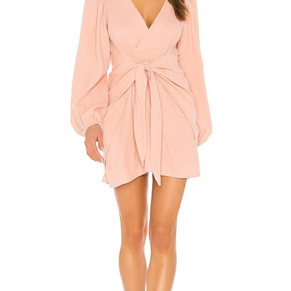 Flynn Skye Peach Blush Wrap Tie Mini Dress